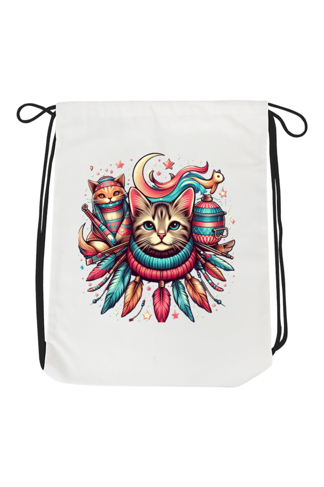 Purrfect Fun: Cat Drawstring Bag