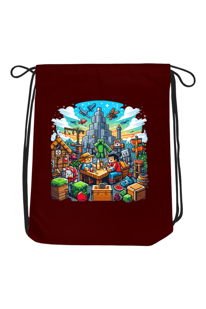 Blocky Quest: Minecraft Drawstring Bag