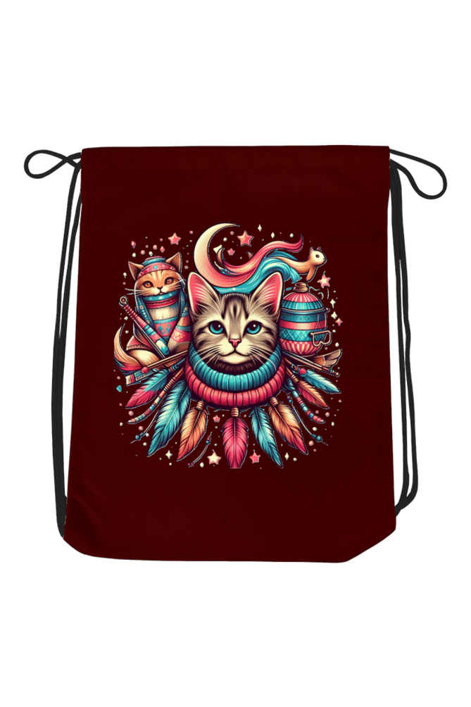 Purrfect Fun: Cat Drawstring Bag