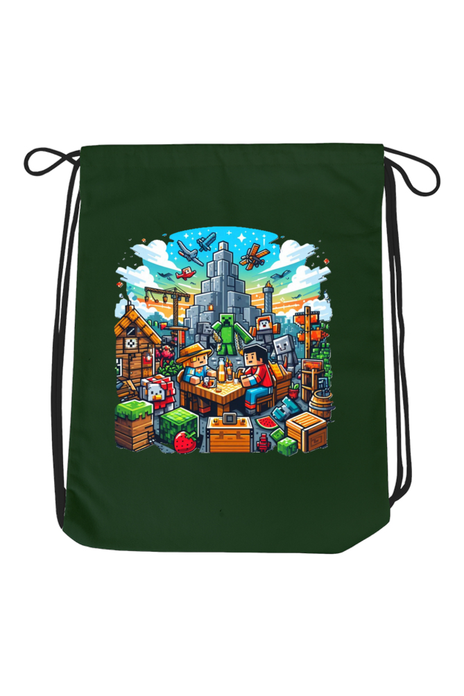 Blocky Quest: Minecraft Drawstring Bag
