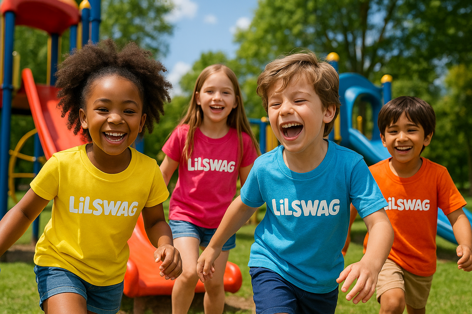 kids wearing LilSwag tshirt